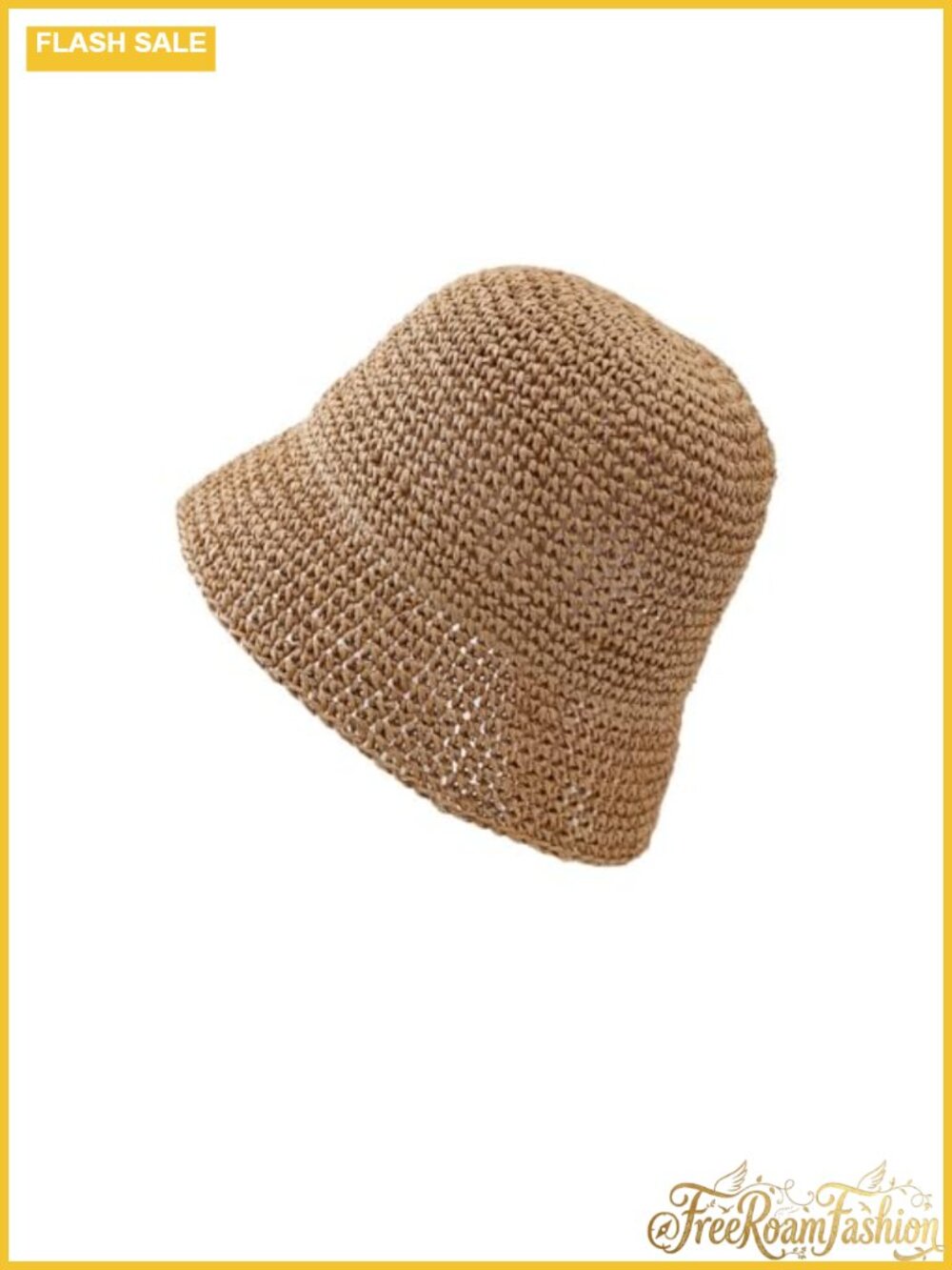 Womens Straw Bucket Hat Woven Foldable Sun Beach Fisherman Cap